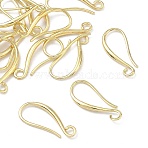 Brass Earring Hooks, with Loop, Flat Ear Wire, Real 18K Gold Plated, 20x9x2mm, Hole: 2mm(KK-F936-01G)