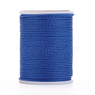 Round Waxed Polyester Cord, Taiwan Waxed Cord, Twisted Cord, Blue, 1mm, about 12.02 yards(11m)/roll(YC-G006-01-1.0mm-08)