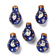 Handmade Lampwork Beads, Moon, 26x16-17x17mm, Hole: 1.8mm(LAMP-I028-06B)