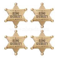 4Pcs Ring Security Word Badge, Star Alloy Brooch Pin for Backpack Clothes, Antique Bronze, 70x61x7.5mm(JEWB-FG0001-13)