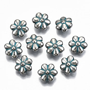 CCB Plastic Beads, Flower, Turquoise, 10.5x11.5x6mm, Hole: 1.2mm(CCB-T011-113)