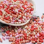 Opaque Baking Paint Glass Seed Beads, Peanut, Red, 6x3x3mm, Hole: 1.2mm, about 4000pcs/pound(SEED-K009-01A-26)
