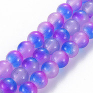 Spray Painted Glass Beads Strands, Round, Orchid, 8x7.5mm, Hole: 1.4mm, about 50~51pcs/strand, 14.57~14.96 inches(37~38cm)(GGLA-S058-001D-02)