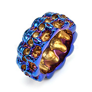 Titanium Steel Finger Rings, Skull, Rainbow Color, US Size 9(18.9mm)(PW-WG88442-10)