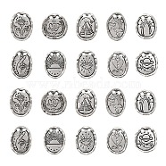 50Pcs 10 Style Tibetan Style Alloy Pendants, Cadmium Free & Lead Free, Flat Round with Pattern, Antique Silver, 19~24x16~19x1~2mm, Hole: 2mm, 5pcs/style(PALLOY-CJ0001-03)