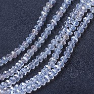 Electroplate Glass Beads Strands, AB Color Plated, Faceted, Rondelle, Clear AB, 3.5~3.8x3mm, Hole: 0.4mm, about 113~115pcs/strand, 12.80~12.99 inch(32.5~33cm)(EGLA-A044-T3mm-B19)