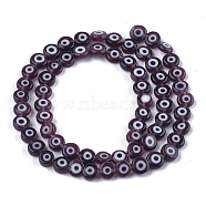 Handmade Evil Eye Lampwork Beads Strands, Flat Round, Black, 6x2.5mm, Hole: 1mm, about 64~65pcs/strand, 14.1 inch~14.5 inch(LAMP-S191-02A-11)