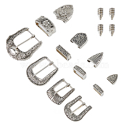 4 Sets 4 Styles Belt Alloy Buckle Sets, include Roller Buckle and Screw, Antique Silver, 14.5~18.5x24~43x9~24mm, 1 set/style(FIND-DC0005-36)