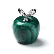 Natural Malachite Fruit Pendants, Apple Charms with Platinum Plated 925 Sterling Silver Findings, 15.5x12mm, Hole: 3x2mm(G-P501-06P)