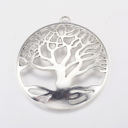Tibetan Style Pendant Cabochon Settings, Tree of Life, Lead Free, Antique Silver, 61x58x3mm, Tray: 55mm, Hole: 4mm(X-TIBEP-A23210-AS-LF)