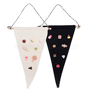 Fingerinspire 2Pcs 2 Colors Cloth Brooch Pin Display Organizer, with Cotton and Wood Finding, Triangle, Mixed Color, 405mm, 1pc/color(HJEW-FG0001-08B)