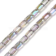 Electroplate Glass Beads Strands, Half Plated, Faceted, Column, Thistle, 6.5x4mm, Hole: 0.8mm, about 80pcs/strand, 20.08''(51cm)(GLAA-Q101-02A-HP02)