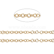 Ion Plating(IP) 304 Stainless Steel Rolo Chains, with Spool, for Jewelry Making, Unwelded, Golden, 3.5x0.6mm, about 32.8 Feet(10m)/roll(CHS-H013-07G-D)
