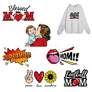 PET Heat Transfer Film Logo Stickers Set, for DIY T-Shirt, Bags, Hats, Jackets, Mother's Day Themed Pattern, 320x170mm, 6pcs/set(DIY-WH0230-023)