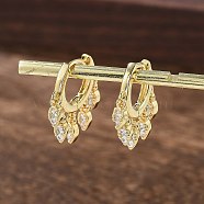 Brass Micro Pave Clear Cubic Zirconia Huggie Hoop Earrings, Long-Lasting Plated, Teardrop, Real 18K Gold Plated, 19.5mm, Pin: 0.9mm(EJEW-K083-45G)