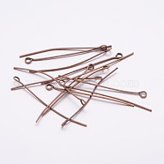 Iron Eye Pin, Cadmium Free & Nickel Free & Lead Free, Red Copper, 40x0.7mm, Hole: 2mm, about 6400pcs/1000g(EPR4.0cm-NF)