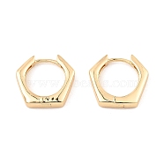 Brass Hoop Earrings, Hexagon, Light Gold, 16.5x18x3.5mm(EJEW-I289-21A-G)