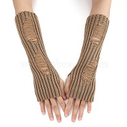 Acrylic Fiber Yarn Knitting Fingerless Gloves, Winter Warm Gloves with Thumb Hole, Tan, 200x70mm(COHT-PW0002-15D)