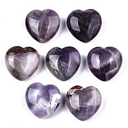 Natural Amethyst Heart Palm Stone, Pocket Stone for Energy Balancing Meditation, 29~29.5x30~31x12~15mm(X-G-S330-13A)