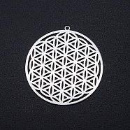 201 Stainless Steel Filigree Charms, Spiritual Charms, Flower of Life, Stainless Steel Color, 42x40x1mm, Hole: 1.6mm(STAS-T049-T697-1)