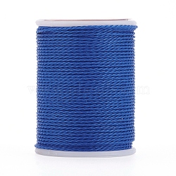 Round Waxed Polyester Cord, Taiwan Waxed Cord, Twisted Cord, Blue, 1mm, about 12.02 yards(11m)/roll(YC-G006-01-1.0mm-08)
