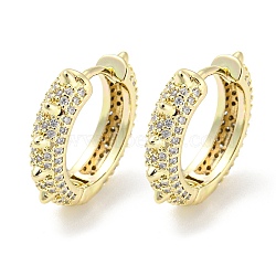 Brass Micro Pave Cubic Zirconia Hoop Earrings, Real 18K Gold Plated, 17x4.5x19mm(EJEW-I300-11G)