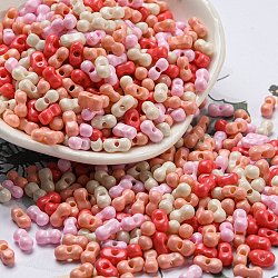 Opaque Baking Paint Glass Seed Beads, Peanut, Red, 6x3x3mm, Hole: 1.2mm, about 4000pcs/pound(SEED-K009-01A-26)