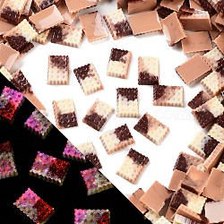 Luminous Resin Imitation Chocolate Decoden Cabochons, Glow in the Dark, Linen & Coconut Brown, Rectangle, 10.5x7.5x2.5mm(RESI-K036-28D-01)