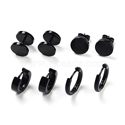 Stainless Steel Earrings, Black, 10~14x2.5~10mm(EJEW-XCP0001-11EB)