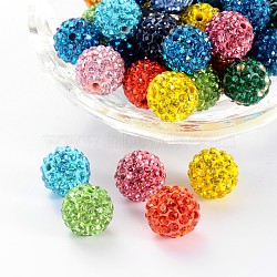 Polymer Clay Rhinestone Beads, Grade A, Round, PP15, Mixed Color, 12mm, Hole: 2mm, PP15(2.1~2.2mm)(RB-C1438-12mm-A)