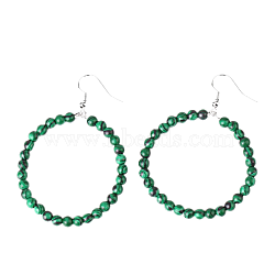 Fashionable Natural Malachite Hoop Earrings for Women, Versatile and Unique, Platinum, 59x42x4mm(KJ9273-16)