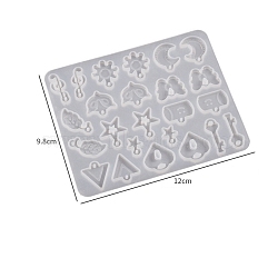 Pendant DIY Silicone Molds, Resin Casting Molds, for UV Resin & Epoxy Resin Craft Making, Star/Moon/Key, 120x98x4mm(PW-WG93789-09)