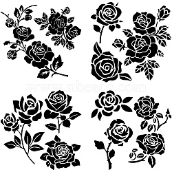 4Pcs 4 Styles PET Waterproof Self-adhesive Car Stickers, Reflective Decals for Car, Motorcycle Decoration, June Rose, 200x200mm, 1pc/style(DIY-WH0308-225A-034)