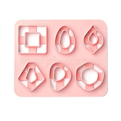 ABS Cookie Cutters, Square/Kite/Teardrop, Pink, 120x100mm(BAKE-YW0001-009)