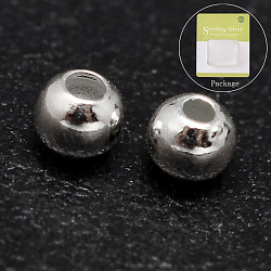 Round 925 Sterling Silver Beads, Silver, 2.5mm, Hole: 1.1mm(X-STER-F012-01B)
