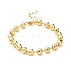 Rack Plating Brass Ball Chain Bracelets for Women, Long-Lasting Plated, Lead Free & Cadmium Free, Real 18K Gold Plated, 7 inch(17.7cm), Bead: 6mm(BJEW-G676-01C-G)