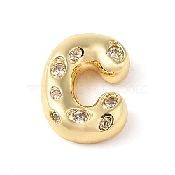 Brass Micro Pave Clear Cubic Zirconia Pendant, Letter A~Z, Letter C, 21x15x6.5mm, Hole: 4mm(KK-Z046-01G-C)