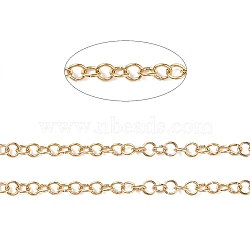 Ion Plating(IP) 304 Stainless Steel Rolo Chains, with Spool, for Jewelry Making, Unwelded, Real 18K Gold Plated, 3.5x0.6mm, about 32.8 Feet(10m)/roll(CHS-H013-07G-D)