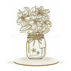 Wood Flower Bouquet Greeting Card, with Stand and Rope, for Mom Birthday Card, Flower, 230x147mm(AJEW-WH0441-004)