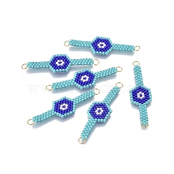 (Holiday Stock-Up Sale)MIYUKI & TOHO Handmade Japanese Seed Beads Links, Loom Pattern, Watch, Blue, 39~40x12x1.7mm, Hole: 2.5mm(SEED-A029-GA01)