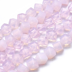 Opalite Beads Strands, Cube, 7~8.5x7~8.5x5.5~6mm, Hole: 0.8mm, Side Length: 5.5mm, about 49pcs/strand, 15.47 inch(39.3cm)(X-G-L557-32D)
