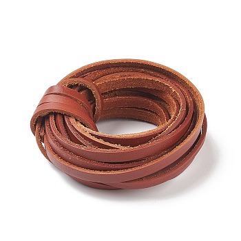 Flat Cowhide Cord, for Necklace & Bracelet Making Accessories, Indian Red, 6x2mm