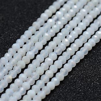 Natural Blue Chalcedony Bead Strands, Faceted, Round, Alice Blue, 2~2.3mm, Hole: 0.5mm, about 160~169pcs/strand, 12.5 inch~12.9 inch(320~330mm)