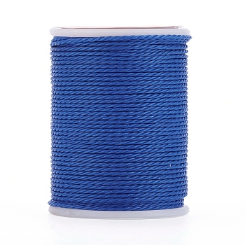 Round Waxed Polyester Cord, Taiwan Waxed Cord, Twisted Cord, Blue, 1mm, about 12.02 yards(11m)/roll