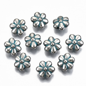 CCB Plastic Beads, Flower, Turquoise, 10.5x11.5x6mm, Hole: 1.2mm