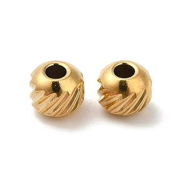 304 Stainless Steel Bead, Round, Real 18K Gold Plated, 4mm, Hole: 1.5mm