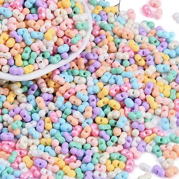 Glass Seed Beads, Round Hole, Peanut, Mixed Color, 3.5x6x3.5mm, Hole: 0.8mm, about 4500pcs/pound