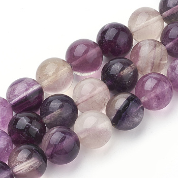 Natural Fluorite Beads Strands, Round, 14mm, Hole: 1mm, about 28pcs/strand, 15.7 inch