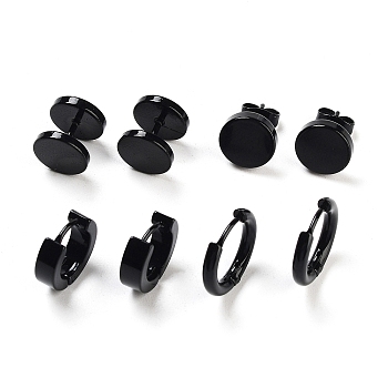 Stainless Steel Earrings, Black, 10~14x2.5~10mm