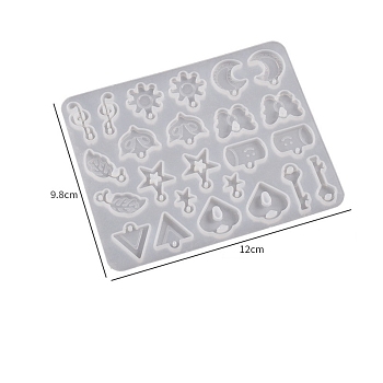 Pendant DIY Silicone Molds, Resin Casting Molds, for UV Resin & Epoxy Resin Craft Making, Star/Moon/Key, 120x98x4mm